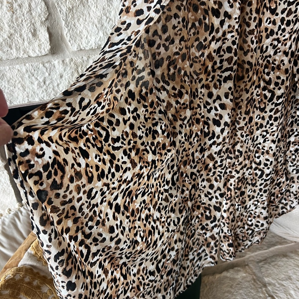 Bathing suit coverup pants with wrap open slit leg  leopard print NWT